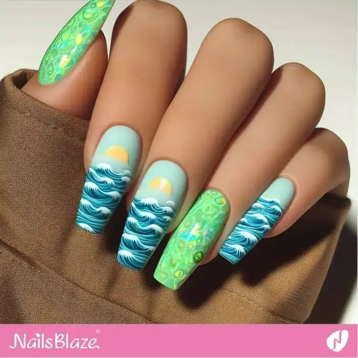 A Sunny Day and Ocean Waves on Nails | Save the Ocean Nails - NB3271